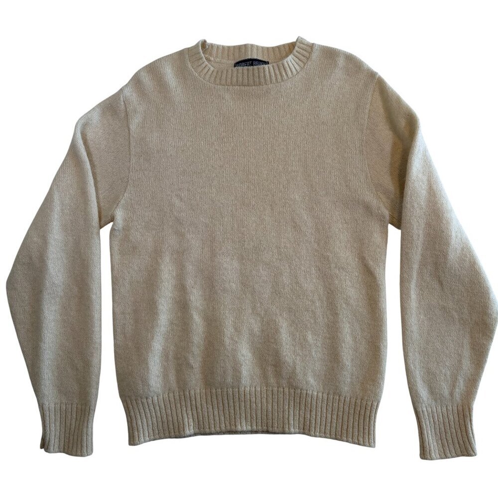 Vintage ROBERT BRUCE Ivory Cream Wool Crew Neck Sweater Large